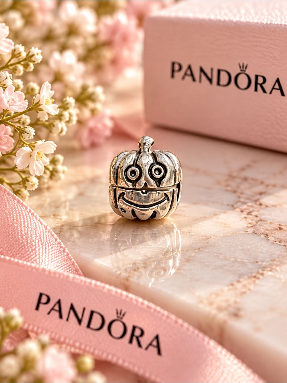 🎃 Pandora Silver Jack-O’-Lantern Pumpkin Charm